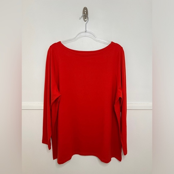 Universal Standard Red Pima Cotton Long Sleeve Bella Boatneck T-Shirt - Picture 7 of 14